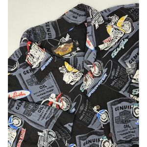 Harley Davidson Shirt Mens XL Motorcycle All Over Print Short Sleeve‎ Button Up